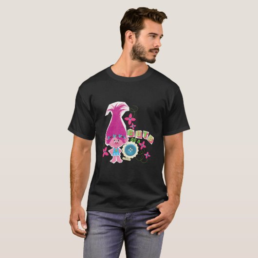 Trolls Poppy als Button T-shirt (Voorkant volledig)