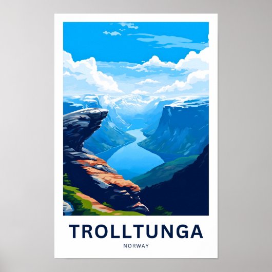 Trolltunga Norway Travel Print (Voorkant)