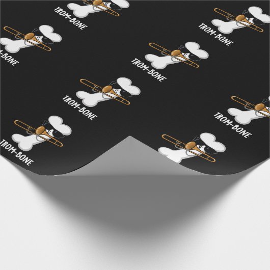 Trom-bone Funny Music Trombone Pun Dark BG Cadeaupapier (Hoek)