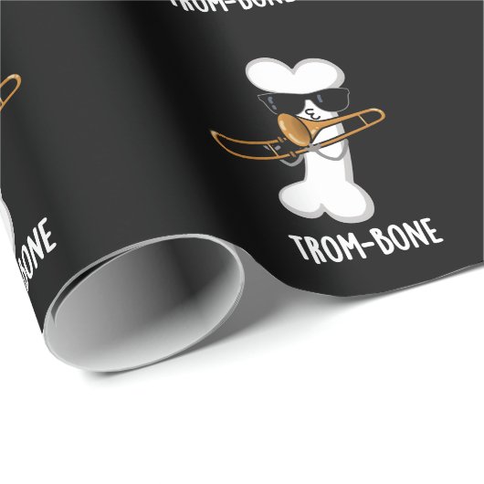 Trom-bone Funny Music Trombone Pun Dark BG Cadeaupapier (Rol Hoek)