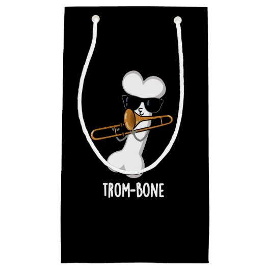 Trom-bone Funny Music Trombone Pun Dark BG Klein Cadeauzakje (Voorkant)