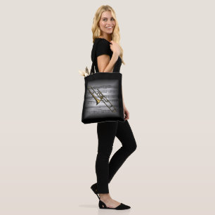 Trombone ~ 3-D-vel Music ~ Pillow Grey/Black ~ Tote Bag