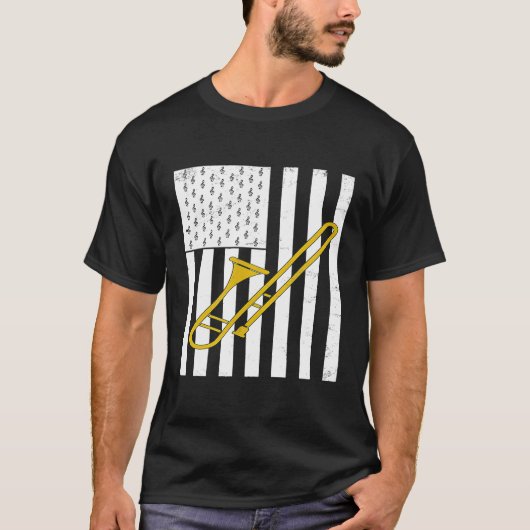 Trombone American Flag Trombone Trumpet Player 1 T-shirt (Voorkant)