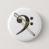 Trombone Bass Clef Music Instrument Ronde Button 5,7 Cm (Voorkant)