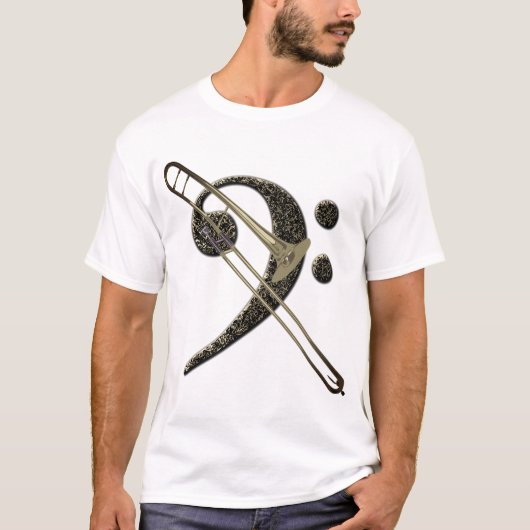 Trombone Bass Clef Music Instrument T-shirt (Voorkant)