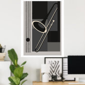 Trombone Bauhaus Print, Middeleeuwse Moderne Muzie Poster (Thuiskantoor)