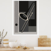 Trombone Bauhaus Print, Middeleeuwse Moderne Muzie Poster (Keuken)