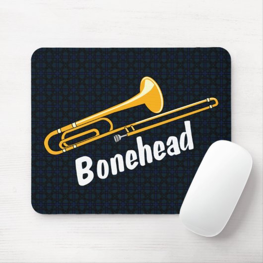 Trombone Bonehead Witte Tekst Muismat (Met muis)