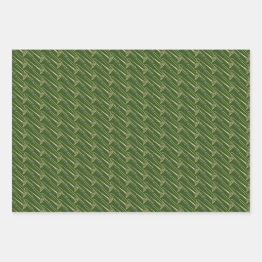 Trombone Brass Muzikaal Ontwerp Inpakpapier Vel (Voorkant 2)