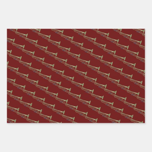 Trombone Brass Muzikaal Ontwerp Inpakpapier Vel (Voorkant)