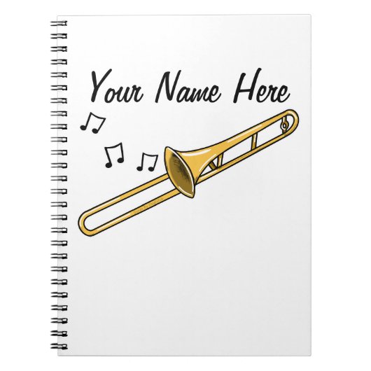 Trombone Brass Muzikant Muziekdocent Custom Notitieboek (Voorkant)