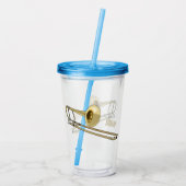 Trombone cartoon illustratie acryl drinkbeker (Achterkant)