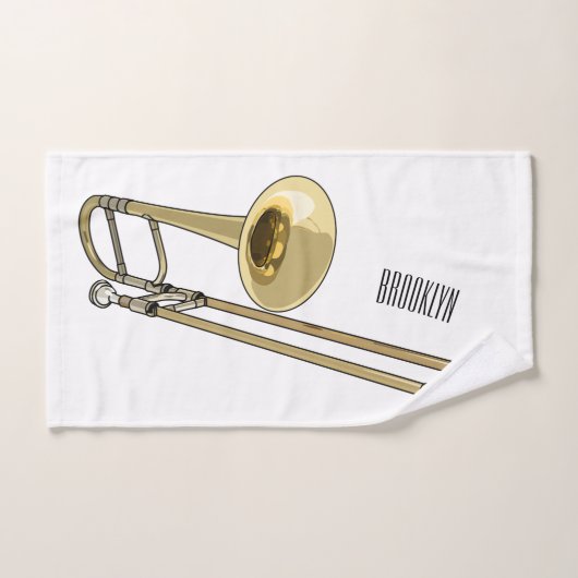 Trombone cartoon illustratie bad handdoek (Handdoek)