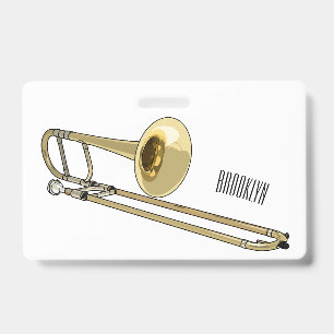 Trombone cartoon illustratie badge