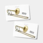 Trombone cartoon illustratie badge (Voor- en achterkant)