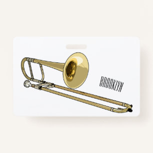 Trombone cartoon illustratie badge