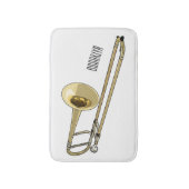 Trombone cartoon illustratie badmat (Voorkant Verticaal)