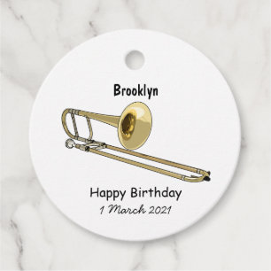 Trombone cartoon illustratie bedankjes labels
