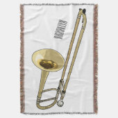 Trombone cartoon illustratie deken (Voorkant Verticaal)