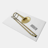 Trombone cartoon illustratie deurmat (Schuin)