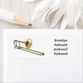 Trombone cartoon illustratie etiket (Insitu)