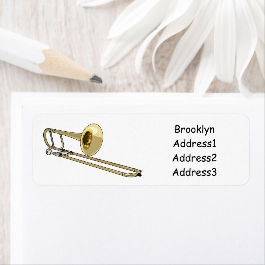 Trombone cartoon illustratie etiket (Insitu)