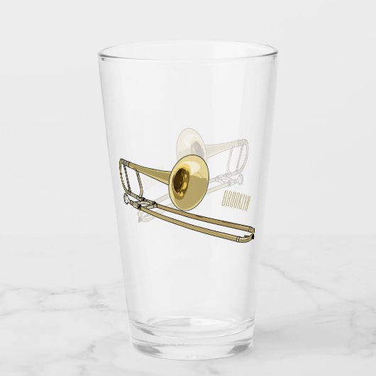 Trombone cartoon illustratie glas (Voorkant)