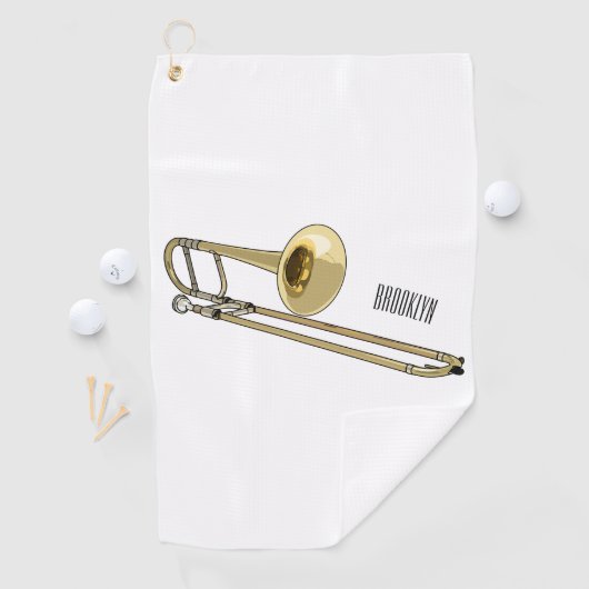 Trombone cartoon illustratie golfhanddoek (Insitu)