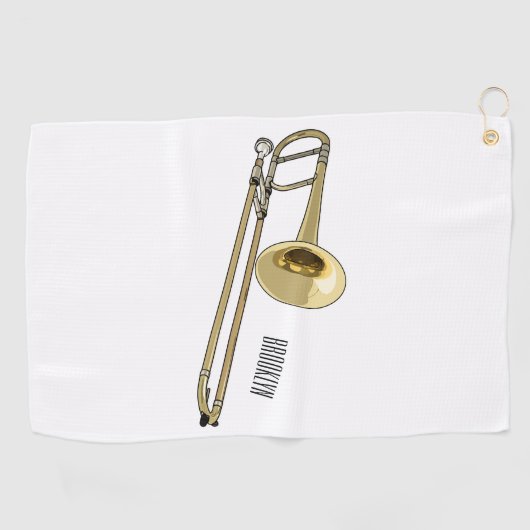 Trombone cartoon illustratie golfhanddoek (Horizontaal)