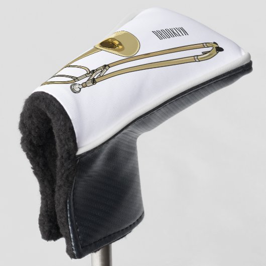 Trombone cartoon illustratie golfheadcover (3/4 voorkant)