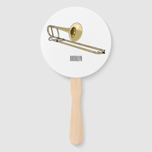 Trombone cartoon illustratie handwaaier (Achterkant)