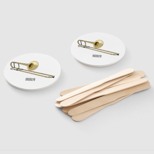 Trombone cartoon illustratie handwaaier (Niet-gemonteerd)