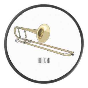 Trombone cartoon illustratie hockey puck