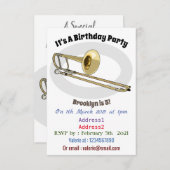 Trombone cartoon illustratie kaart (Voorkant / Achterkant)