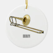 Trombone cartoon illustratie keramisch ornament (Voorkant)