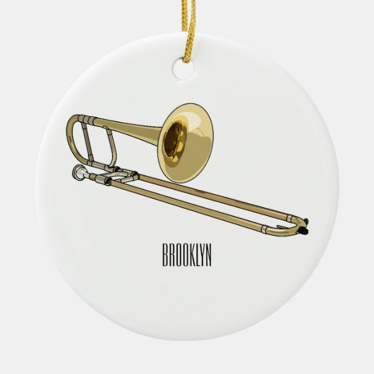 Trombone cartoon illustratie keramisch ornament (Voorkant)