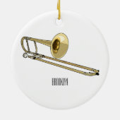 Trombone cartoon illustratie keramisch ornament (Achterkant)
