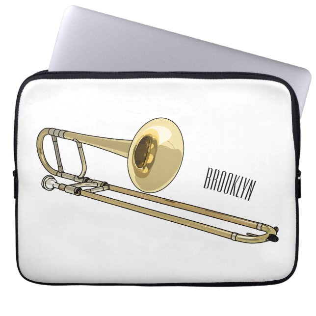Trombone cartoon illustratie laptop sleeve (Voorkant)