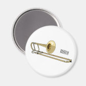Trombone cartoon illustratie magneet (Voorkant / Achterkant)