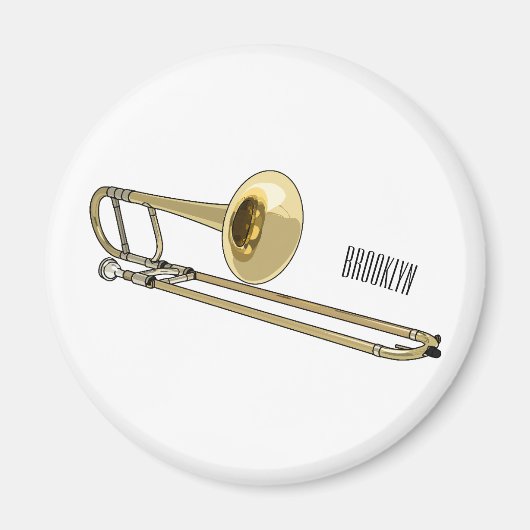 Trombone cartoon illustratie magneet (Voorkant)
