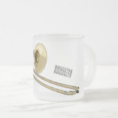 Trombone cartoon illustratie matglas koffiemok (Voorkant rechts)