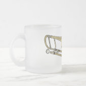 Trombone cartoon illustratie matglas koffiemok (Links)