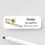 Trombone cartoon illustratie naamplaatje (In situ)