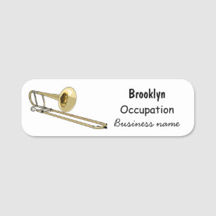 Trombone cartoon illustratie naamplaatje
