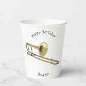 Trombone cartoon illustratie papieren bekers (Achterkant)