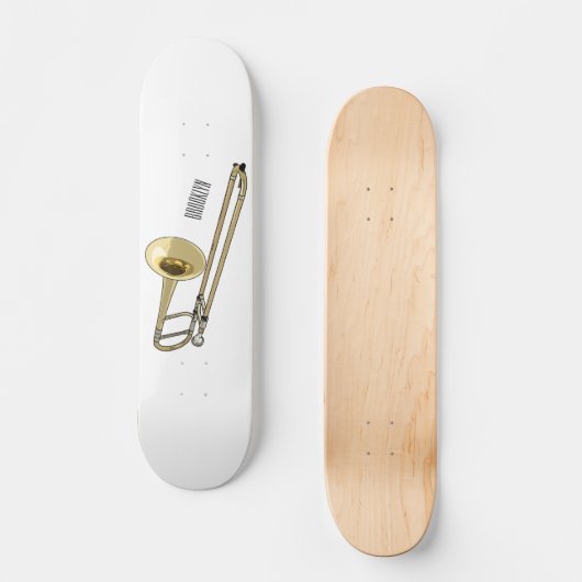 Trombone cartoon illustratie persoonlijk skateboard (Voorkant)