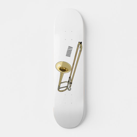 Trombone cartoon illustratie persoonlijk skateboard (Voorkant)