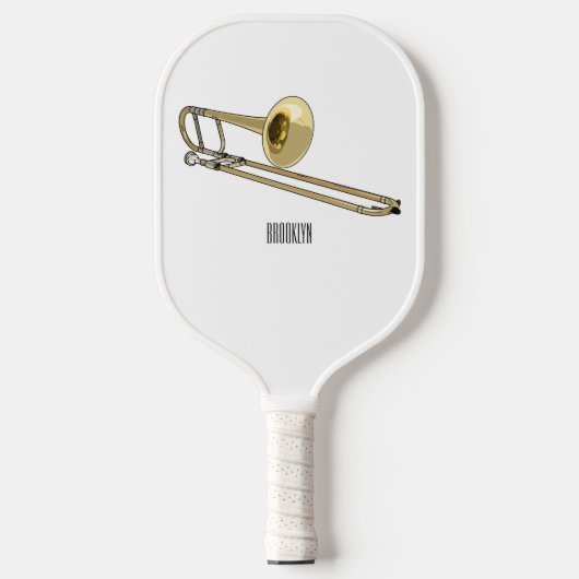 Trombone cartoon illustratie pickleball paddle (Voorkant)
