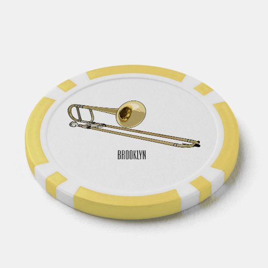 Trombone cartoon illustratie poker chips (Enkel)