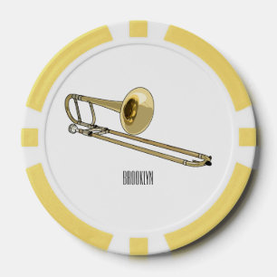 Trombone cartoon illustratie poker chips